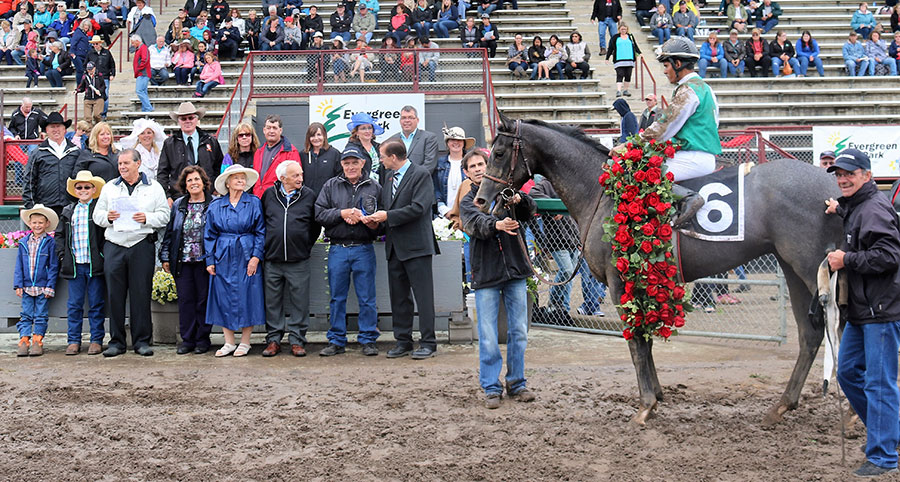 Law Master in the winner's circle for the Alberta Derby at Evergreen Park Law Master in the winner's circle for the Alberta Derby at Evergreen Park