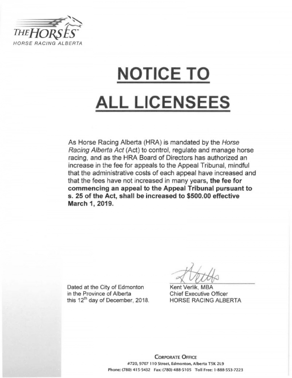 Appeal Fee Changes