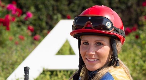 Amie Pooli in the winners cirle at Northlands Park